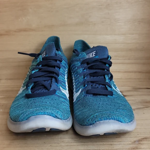 Nike Free RN Flyknit Women's 6 Running Shoes 831070-404 Blue White Ocean Fog - Picture 5 of 10